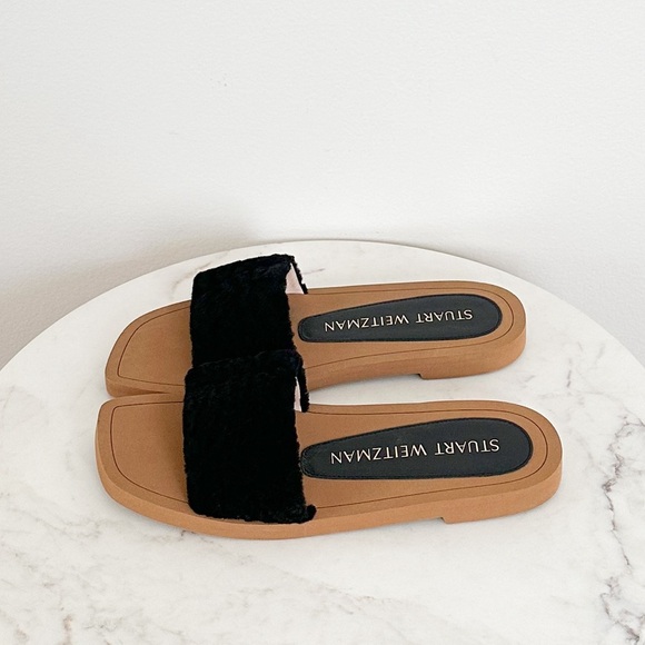 STUART WEITZMAN NEW Cammy Leather Slide Sandals Black Size 8 US 38.5 EU - Picture 7 of 10